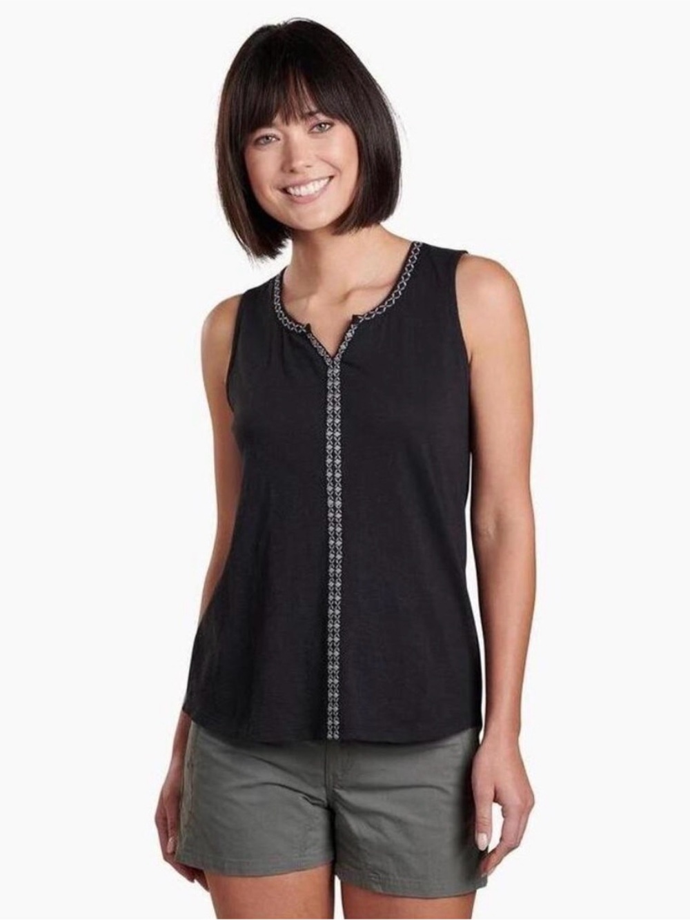 KUHL Sleeveless Black Shay Tank‎ Top Embroidered size M